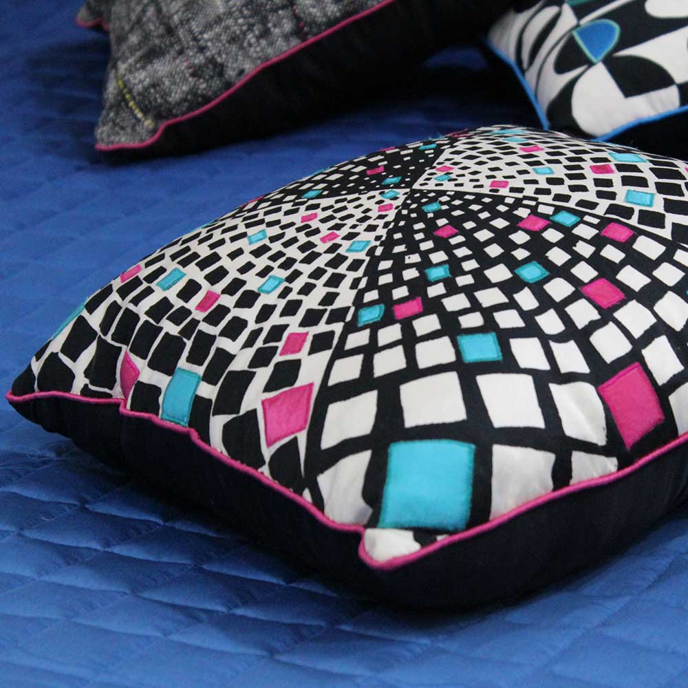 Geometric Pattern Starry Digital Printed Cushion Cover Exceptional Quality with Polyester Black & White Color Use for Sofa Car Chair Living Room Dining Room Bed Room 16" X 16"
