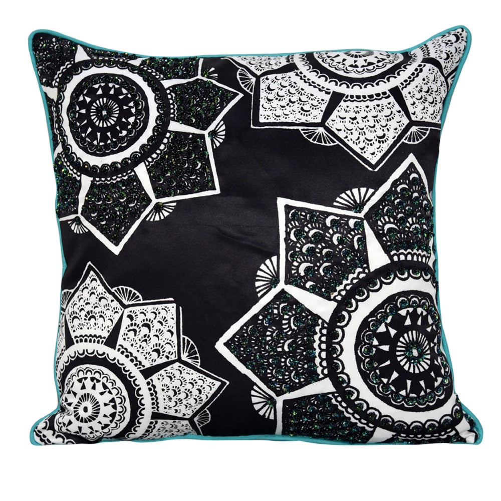 Sequins Digital Print Cushion Abstract Design Cushion Cover B 16" X 16"