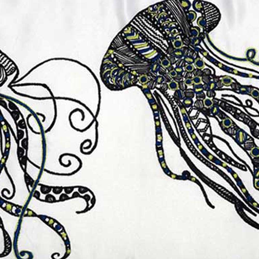 Hand Sketched Jelly Fish Digital Print Cushion Cover 12 X 18(Inch)
