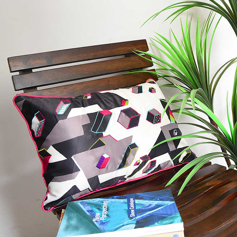 Geometric Pascal Digital Printed Pattern Cushion Cover Multi Color Cushion Case Ideal for Kid's Room Decoration 12" X 18"…