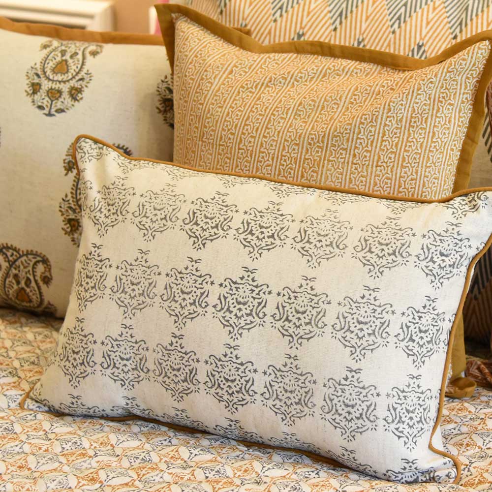 Block Printed Cushion Covers 12x18 Drawing Room, Sofa, Car, Patio, Printed Cushion Case…