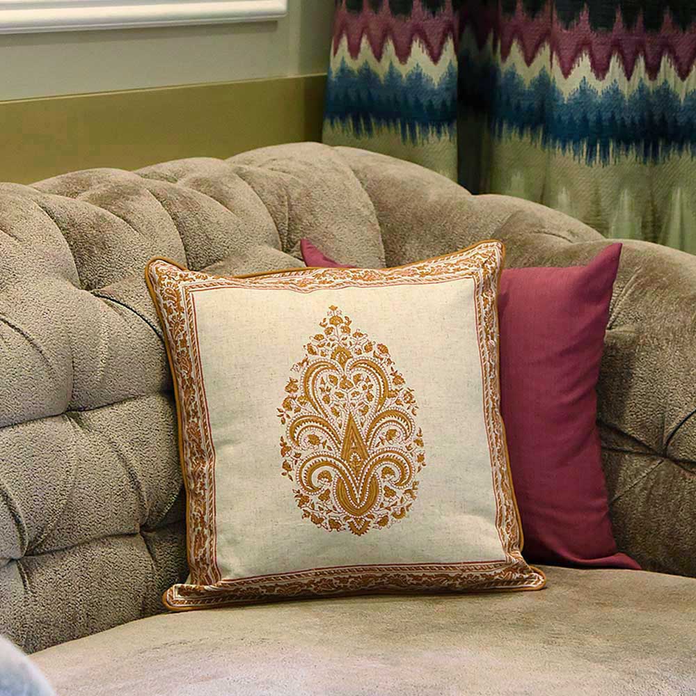 Hand Block Printed Cushion Cover 16x16(Inch)