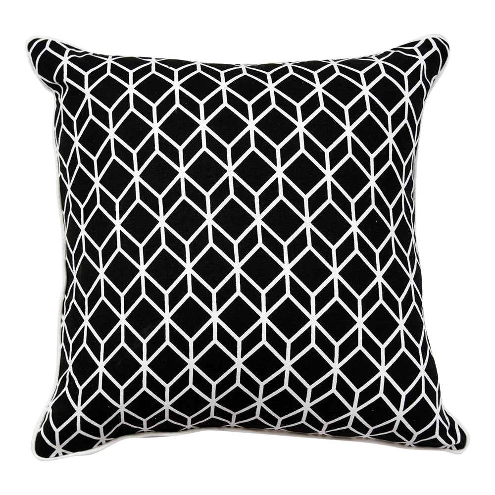 Black White Parallel-Piped Cuboid Cushion Cover (16