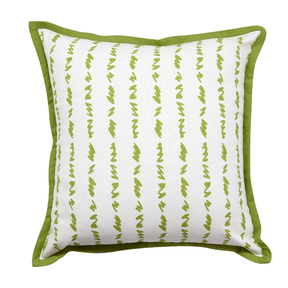 Twirled Line Green Cushion Cover 16"X16" Casement Cotton Cushion Pillow Cases Use for Patio, Garden, Outdoor, Drawing Room…