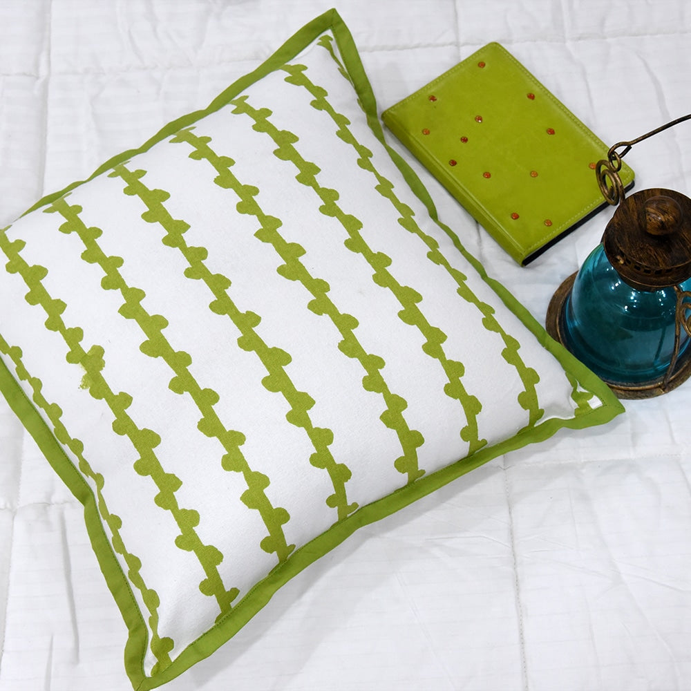 Channel Dotted Cushion Cover 16"X16" Lime Green Cotton Cushion Case Use For Garden, Outdoor, Living Room, Office, Decorative Cushion Pillow Cover…