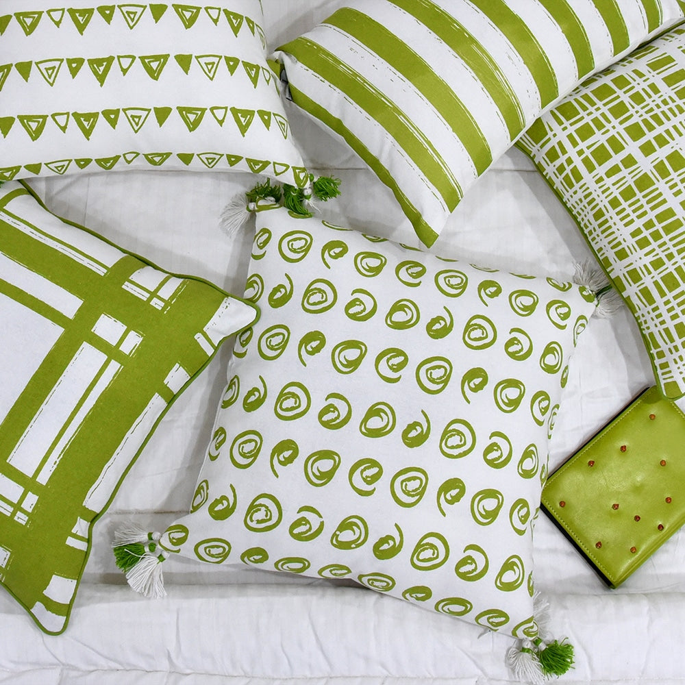 Home Décor Curling Spirals Cushion Cover with Tassels Patio, Garden & Outdoor Printed Geometric Pattern Cotton Pillow Cushion Case 16x16…