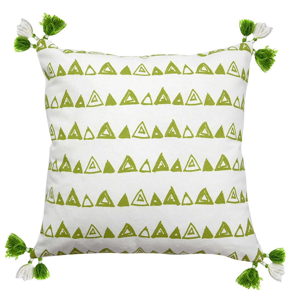 Home Decor Cushion Cover Patio Garden Green Cotton Cushion Cover 16x16  Geometric Pattern with Tassels Printed Cushion Cover…