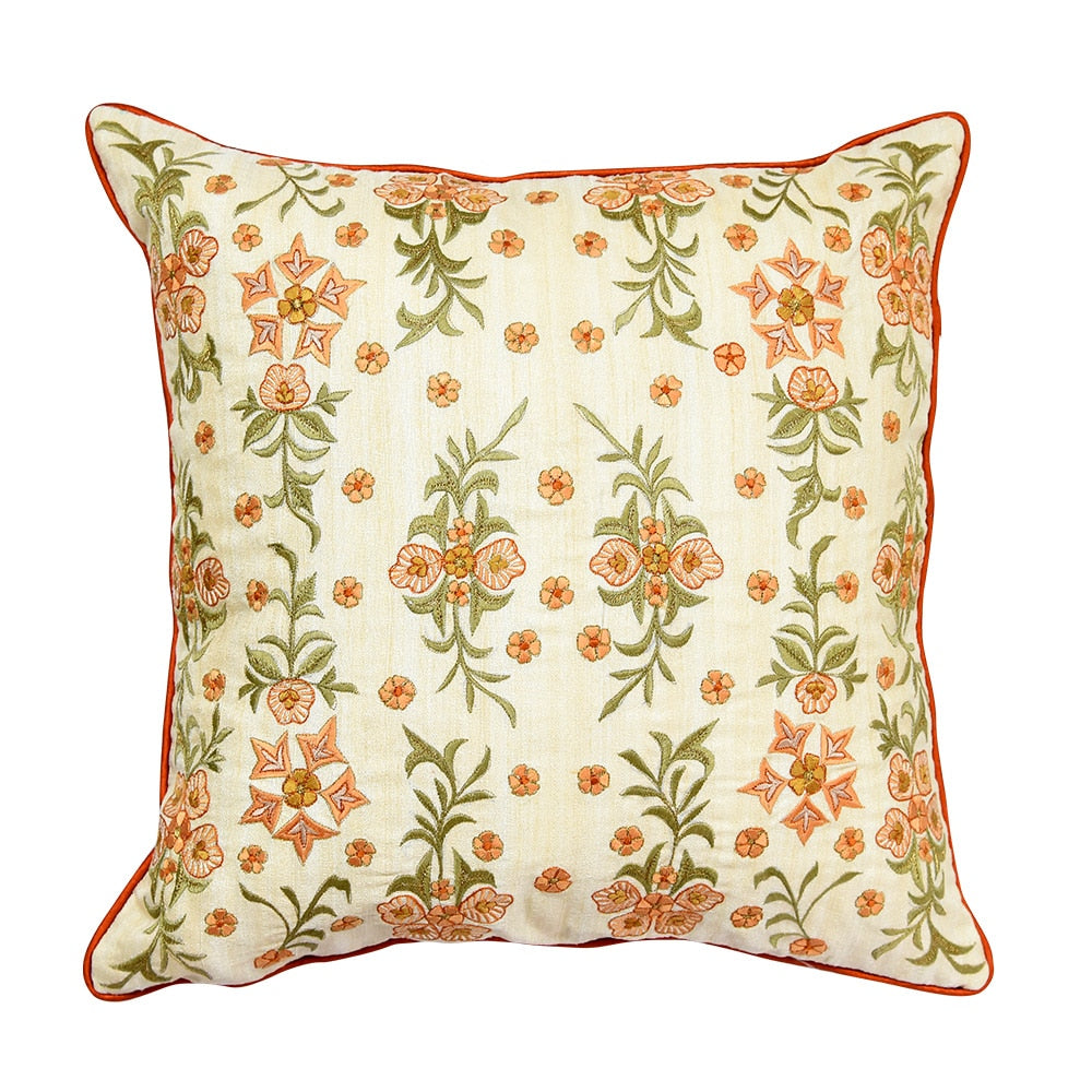 Dupion Silk Floral Cushion Case Home Décor Patio Chair Sofa Hand Embroidered Cushion Cover 16x16…