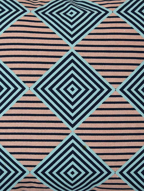 Geometric Cushion Cover with Tassels 16x16 Hand Crafted Decorative Blue Sofa Cushion Case…