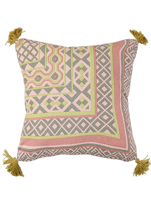 Sofa Bed Cushion Cover Printed Pillow Case 16x16 Geometric Pattern Printed Cushion with Yellow Tassels Gifted Cushion…