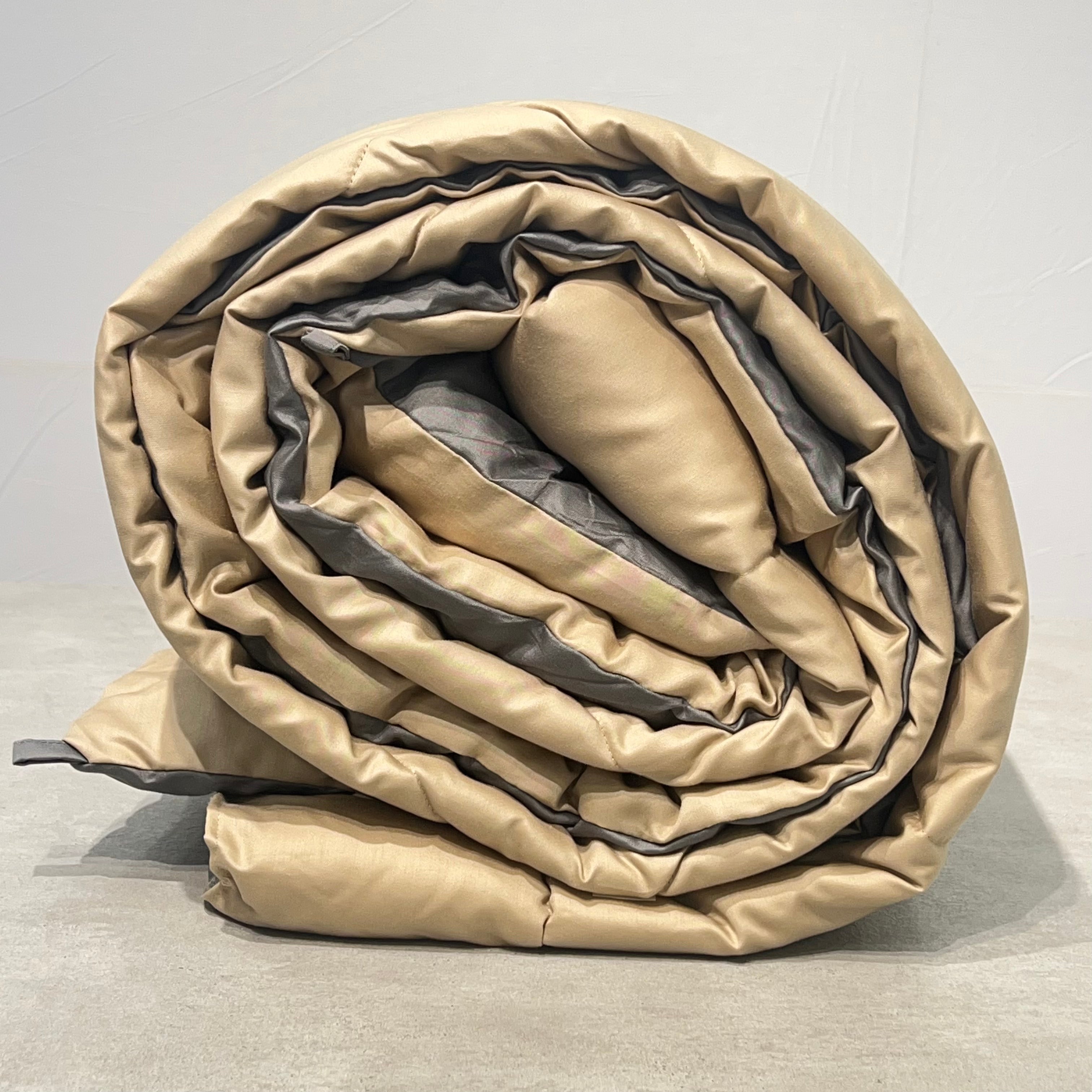 Sand and Dark Grey 1000TC Cotton Rich Reversible Downfill Quilt