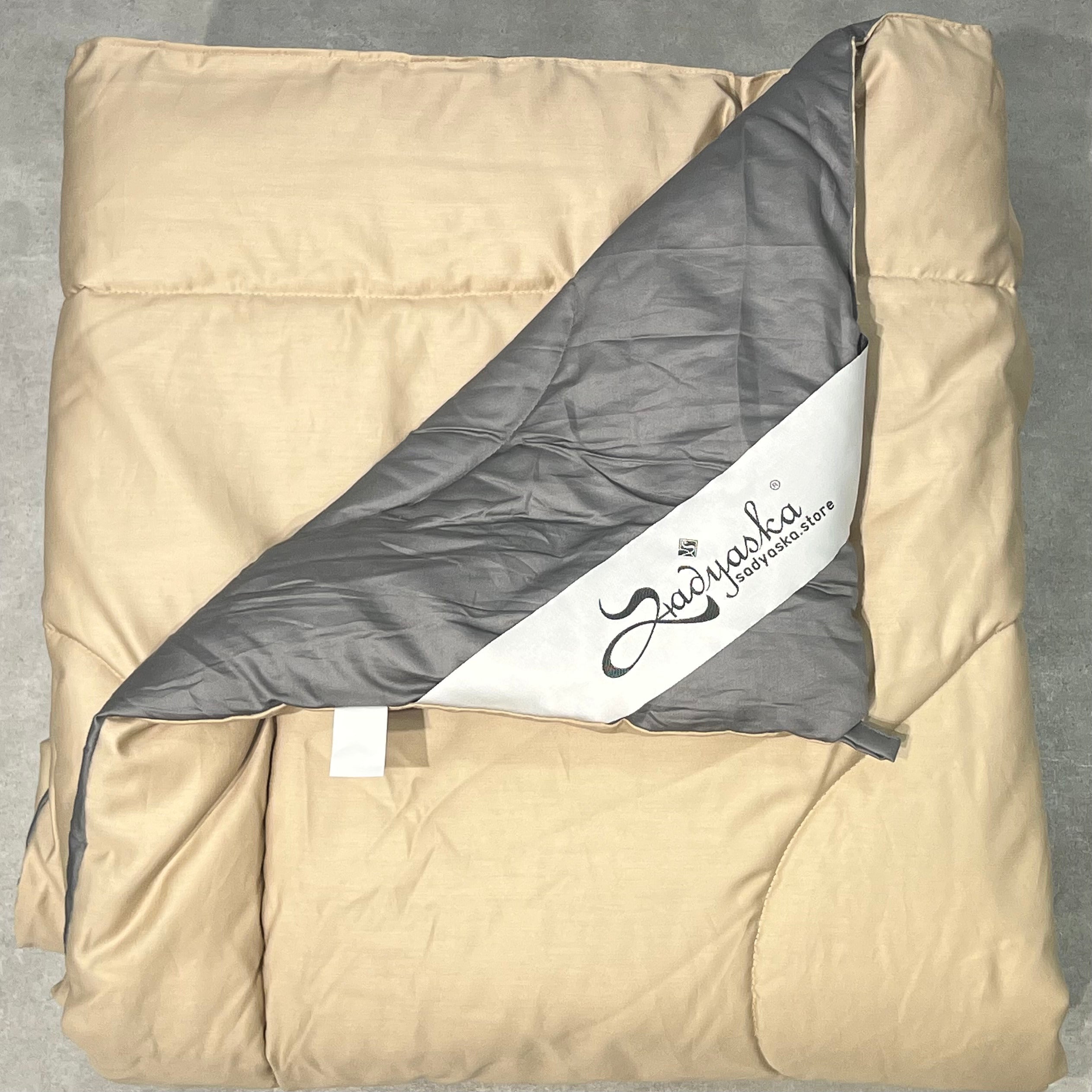 Sand and Dark Grey 1000TC Cotton Rich Reversible Downfill Quilt