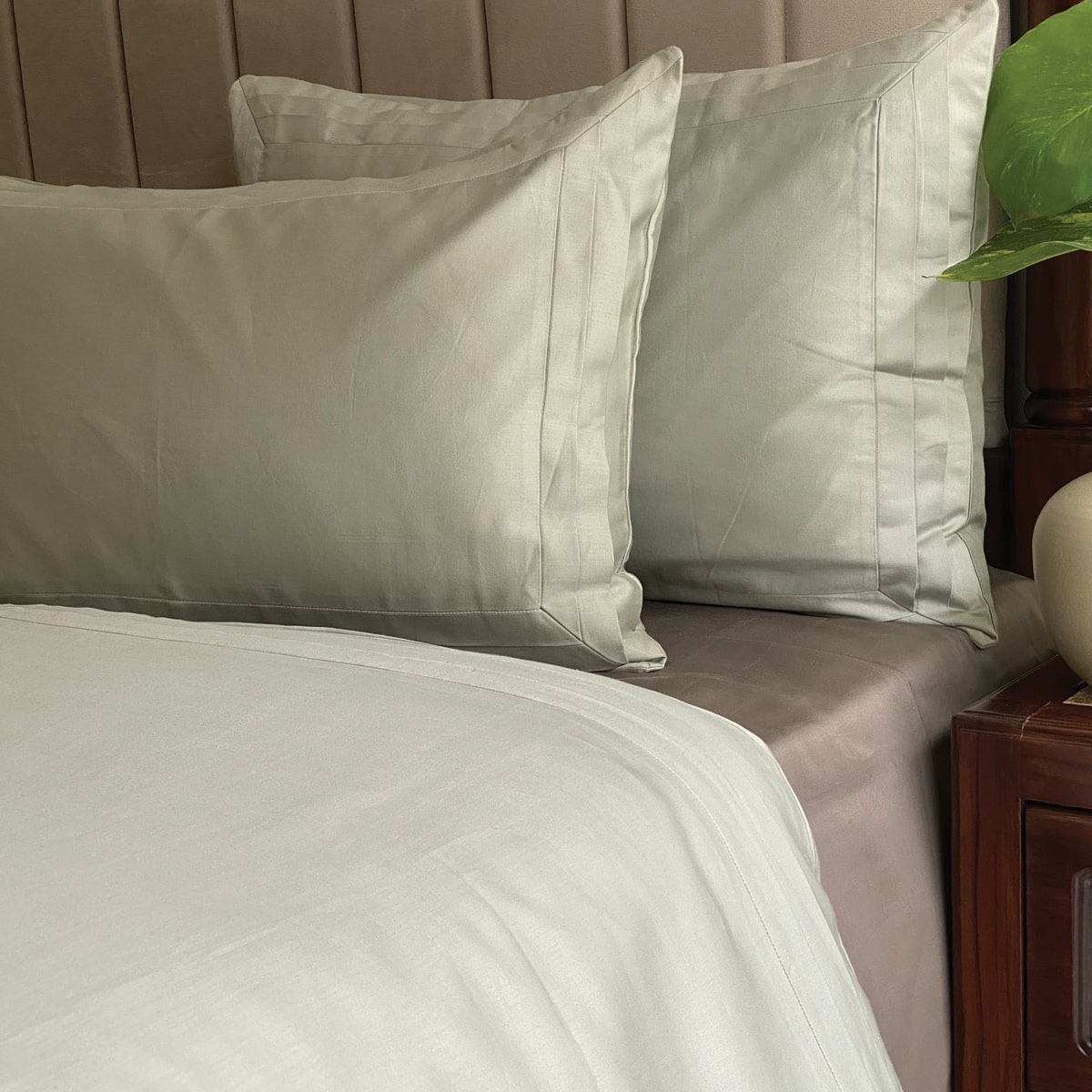 Sage Green Tri Pleat Duvet Cover