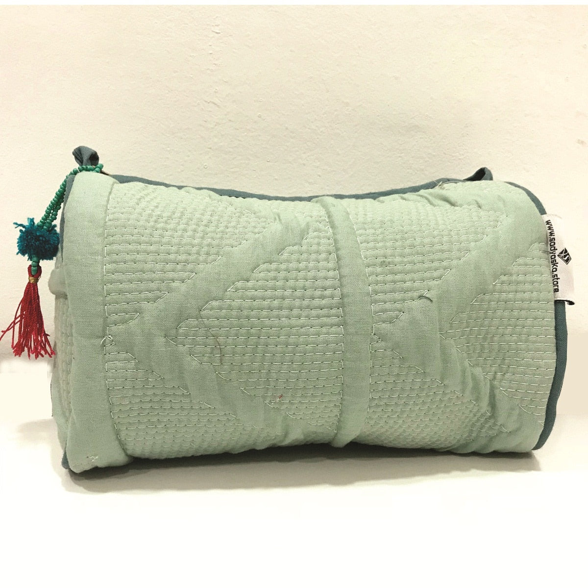 Cotton quilted Make Up Case blue Jewelry Pouch Quilted Travel Bag