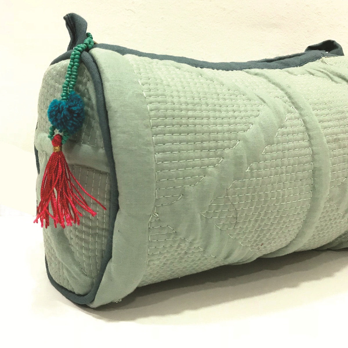Cotton quilted Make Up Case blue Jewelry Pouch Quilted Travel Bag