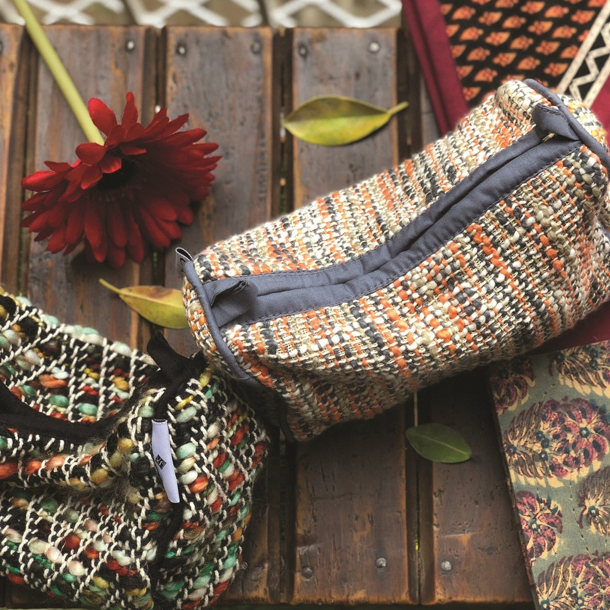 Multicolour Cotton quilted Make Up Case Jewelry Pouch Quilted Travel Bag