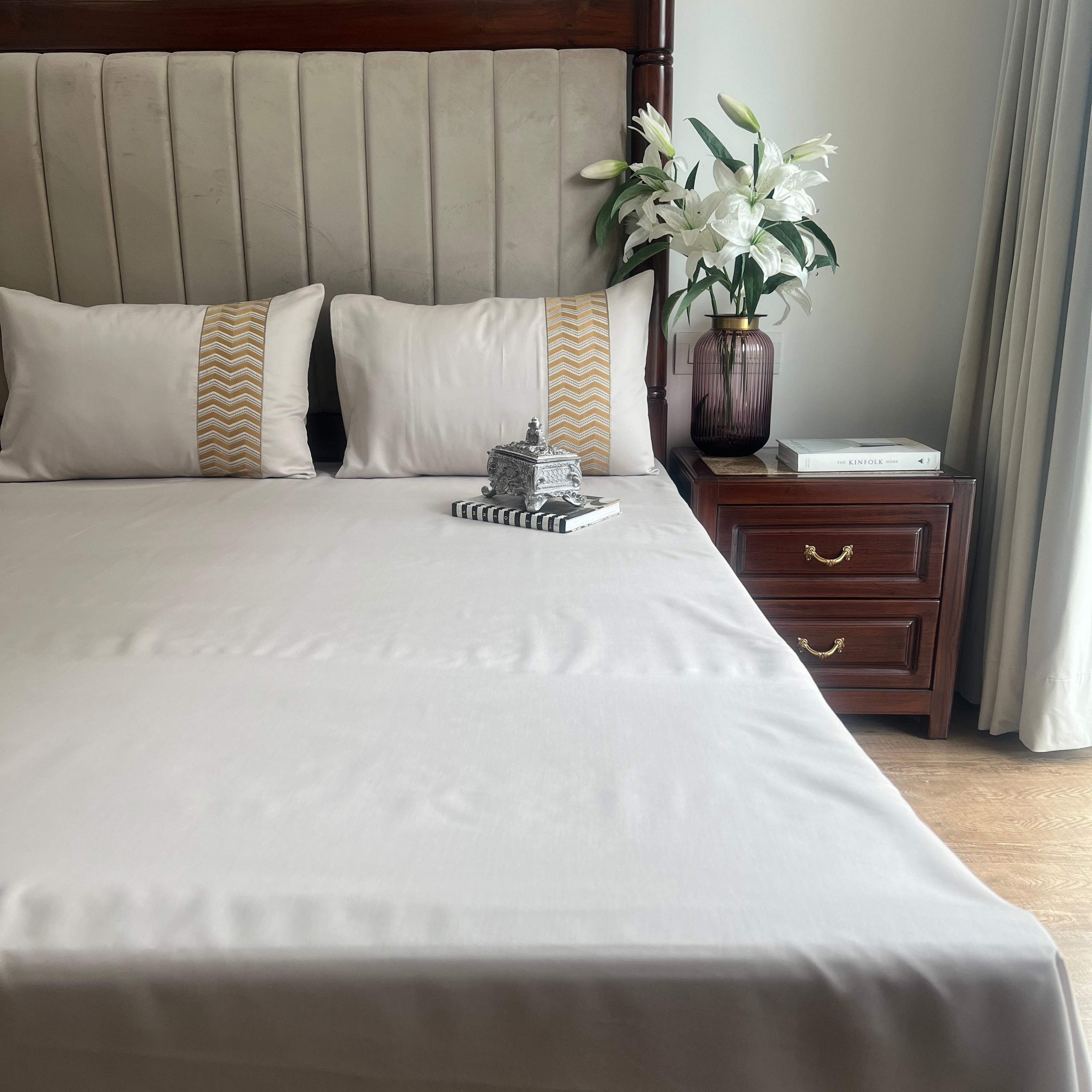 1000TC Cotton Rich Chevron Ivory Syona Bedsheet Set