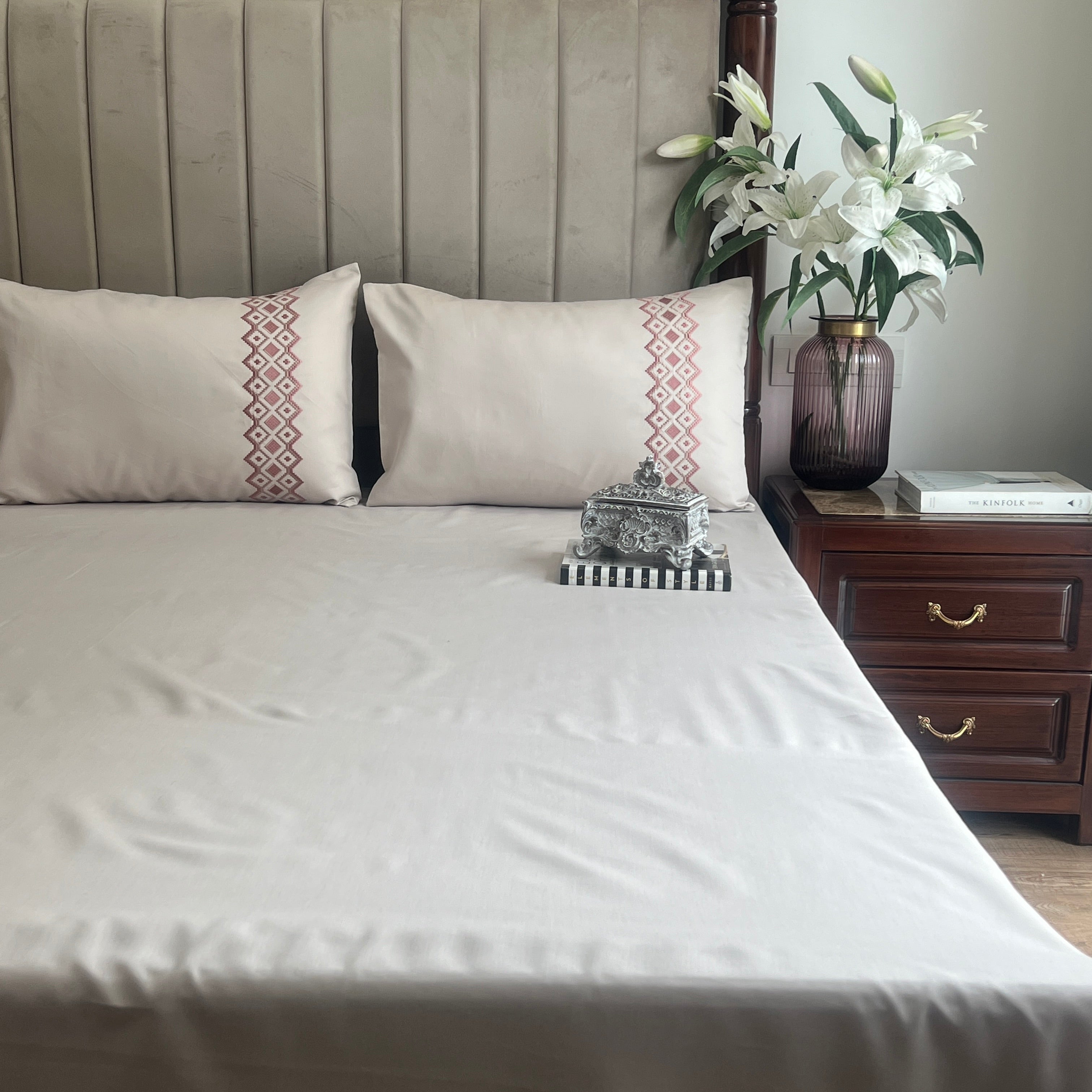 1000TC Cotton Rich Diandra Ivory Syona Bedsheet Set