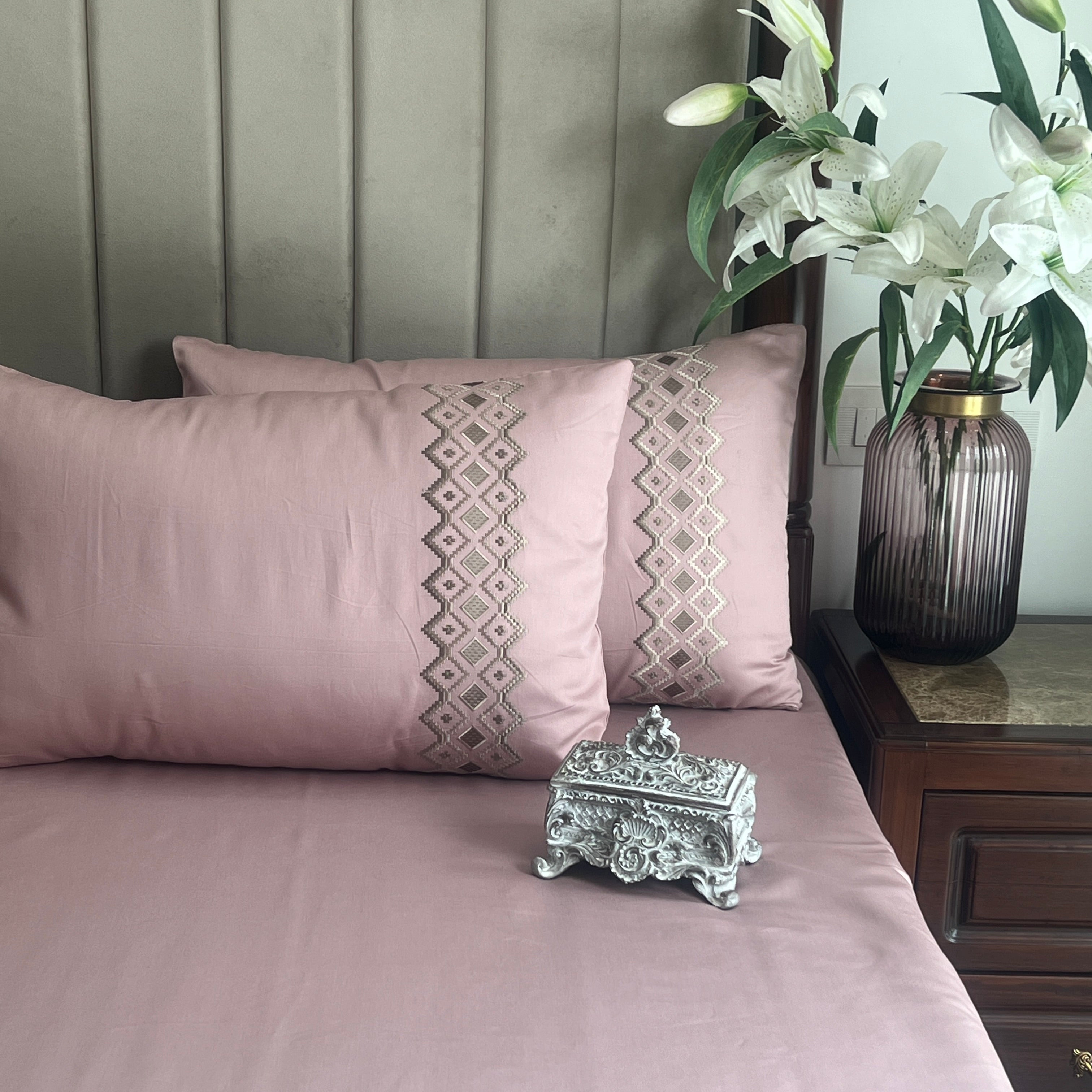 1000TC Cotton Rich Diandra Old Rose Syona Bedsheet Set