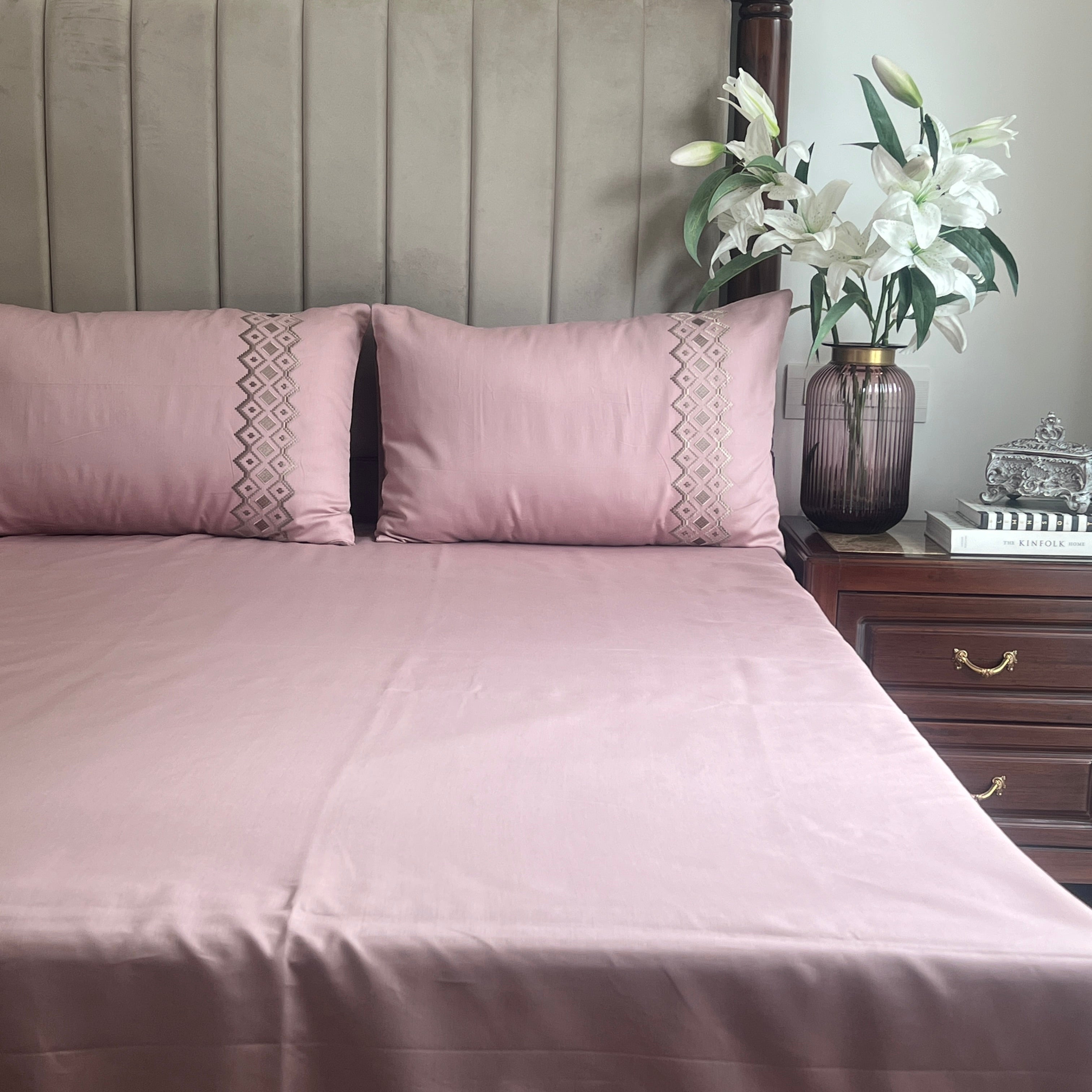 1000TC Cotton Rich Diandra Old Rose Syona Bedsheet Set