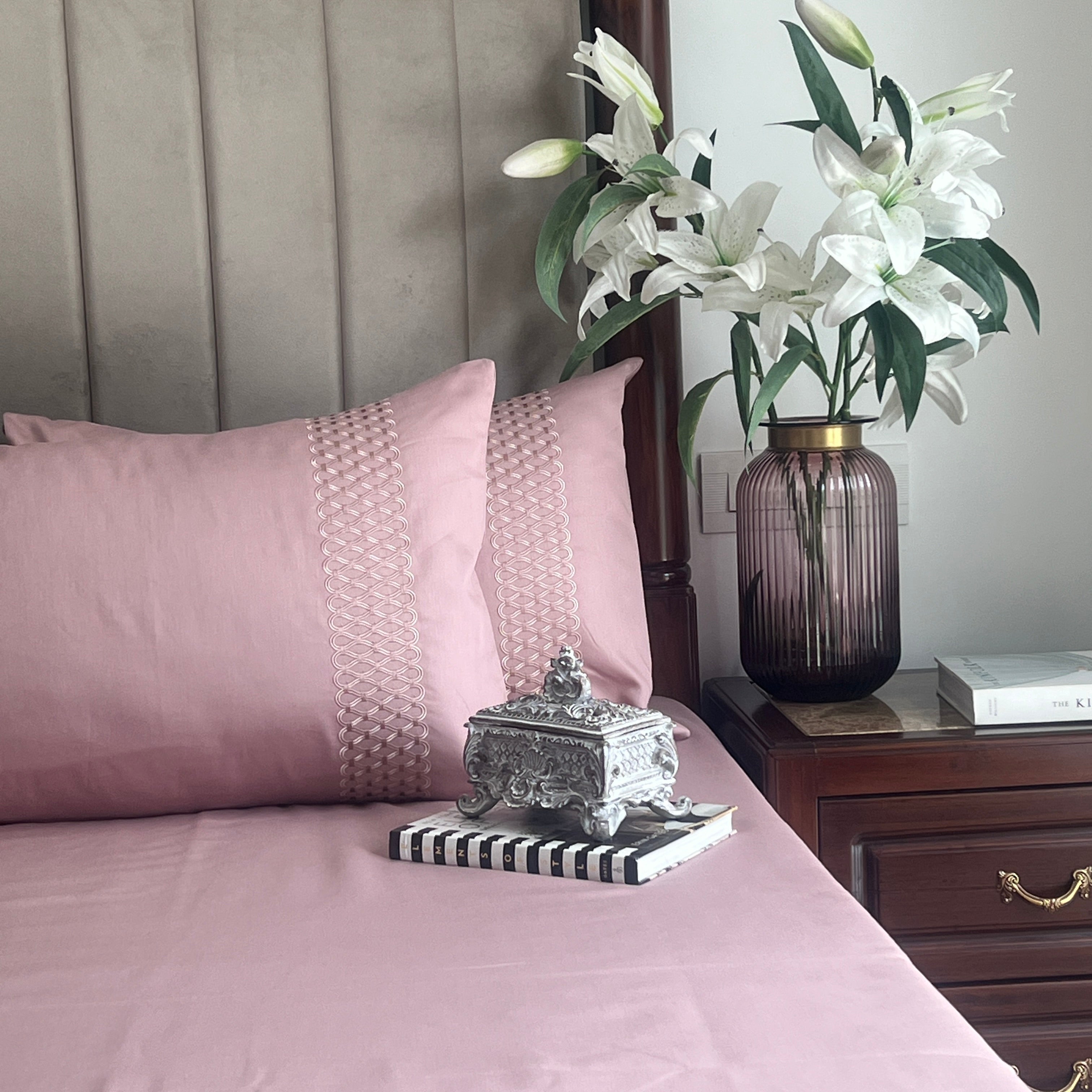 1000TC Cotton Rich Lisse Old Rose Syona Bedsheet Set