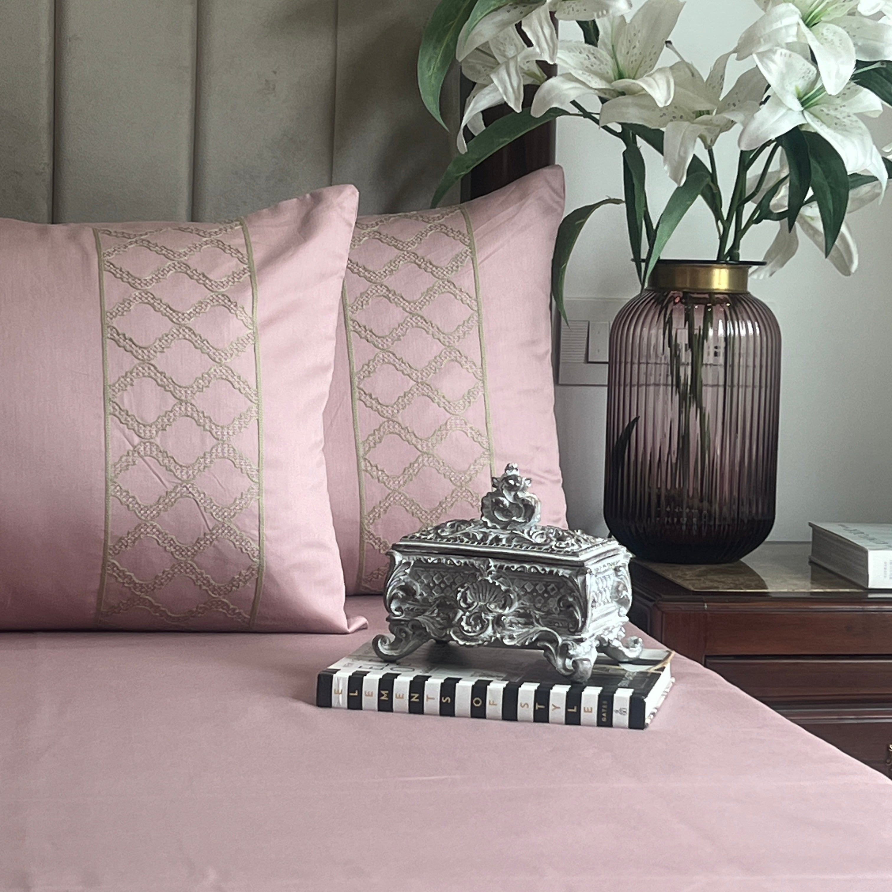 1000TC Cotton Rich Maroc Old Rose Syona Bedsheet Set