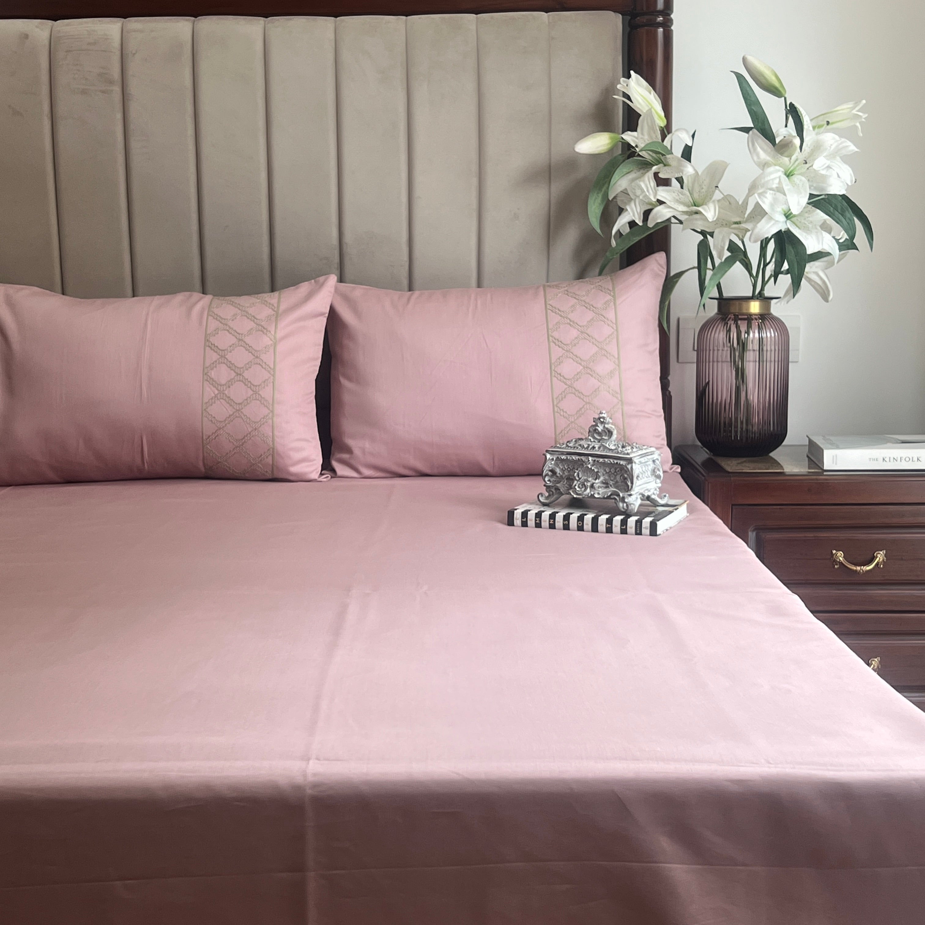 1000TC Cotton Rich Maroc Old Rose Syona Bedsheet Set