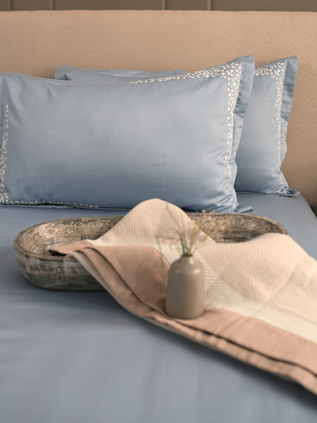 600TC Cotton Mavin Smoke Blue Beyond Bedsheet Set