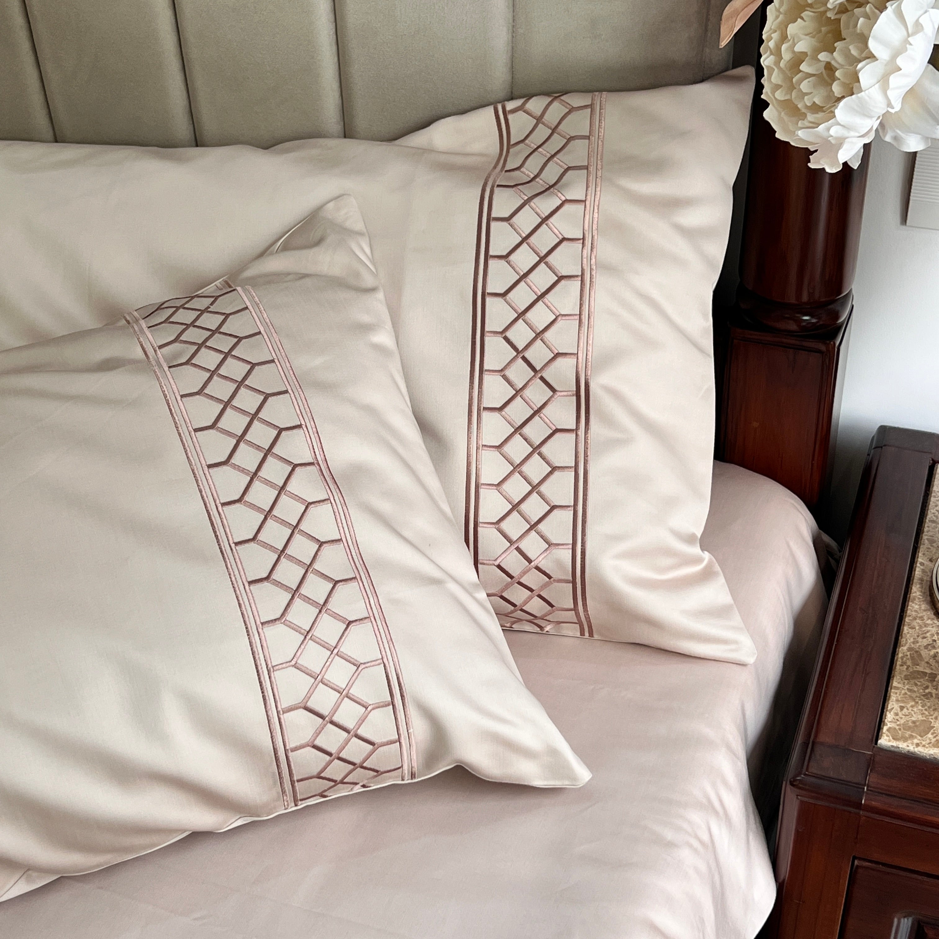 1000TC Zigzag Buff Egyptian Cotton Bedsheet Set