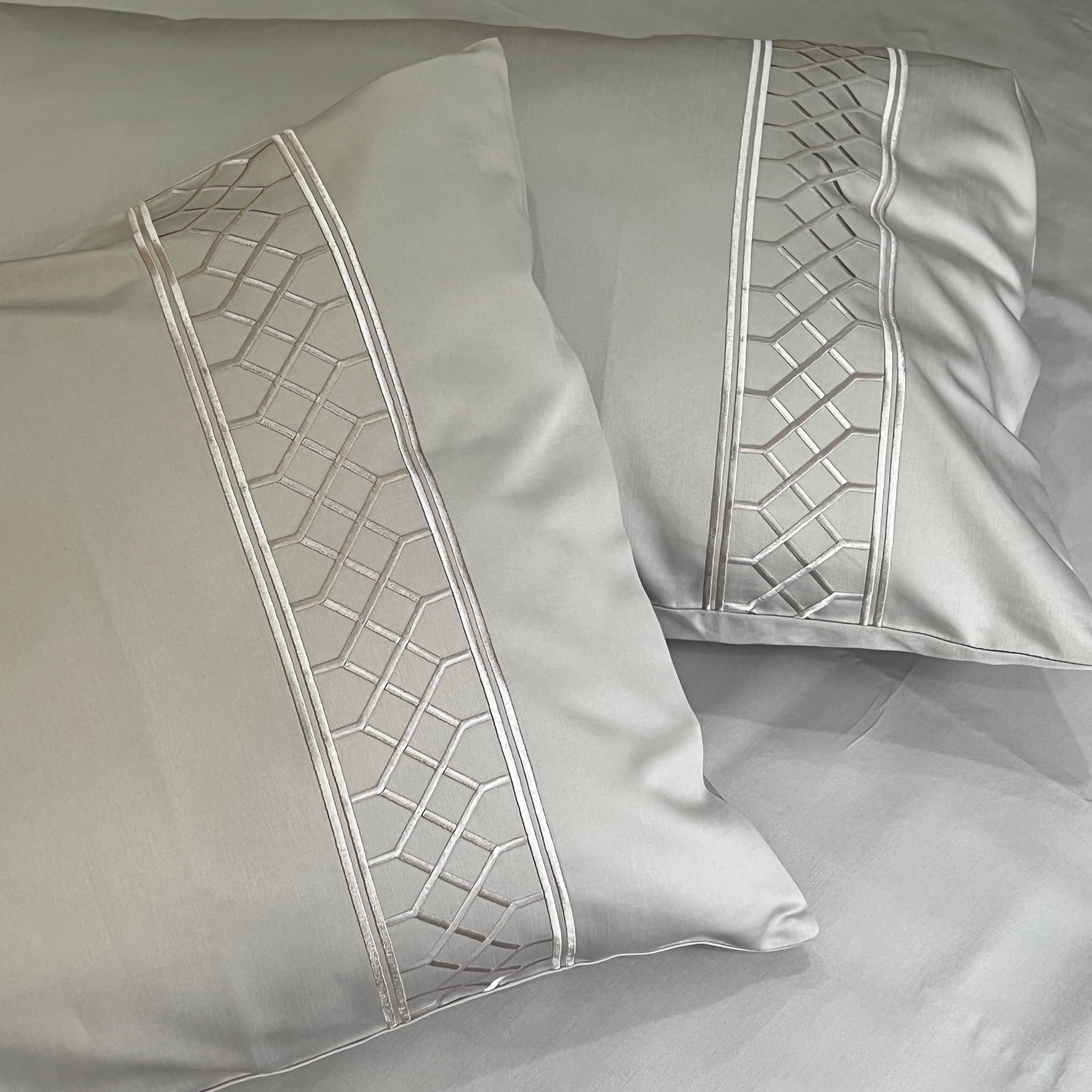 1000TC Zigzag Silver Egyptian Cotton Bedsheet Set