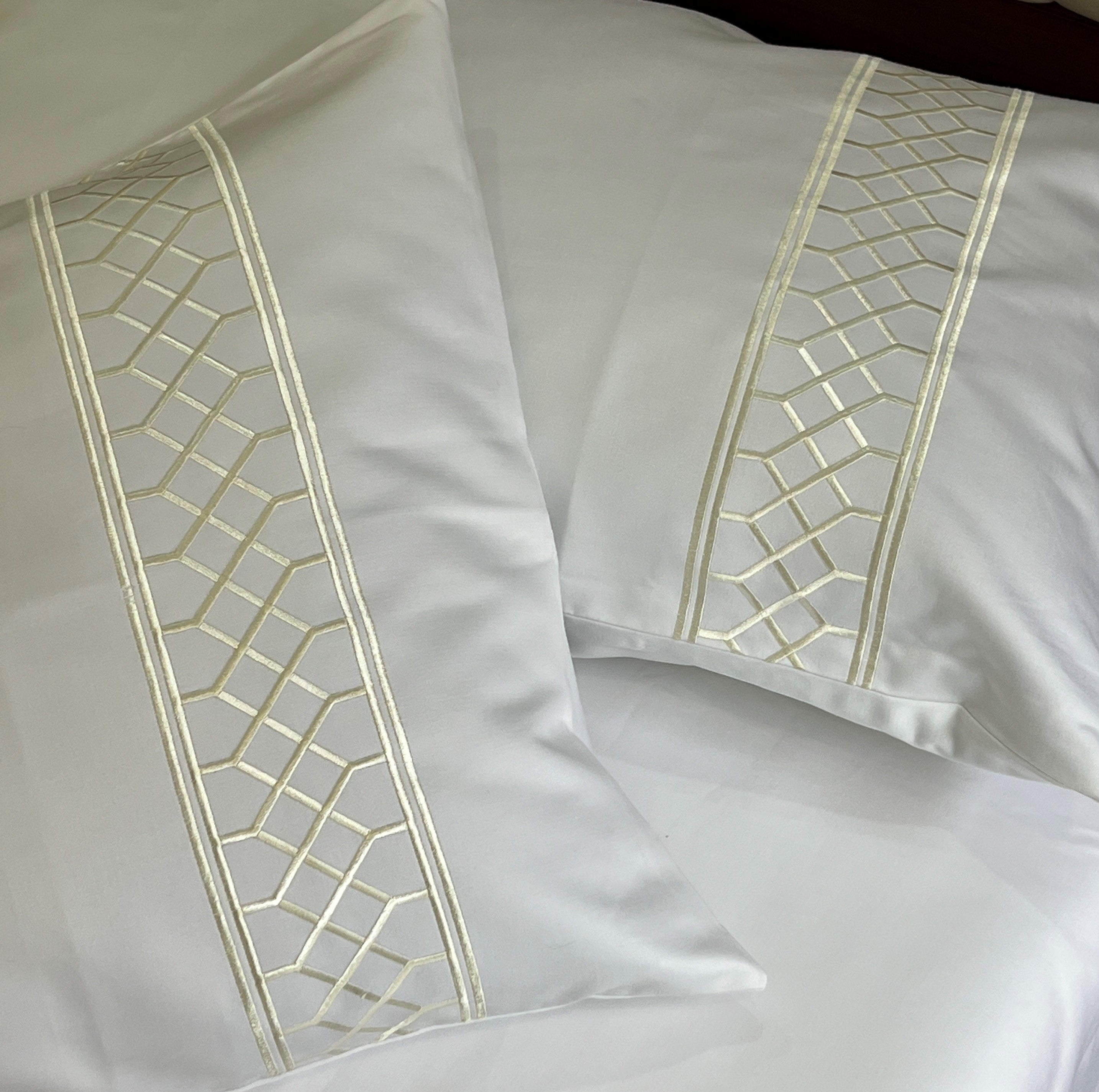 1000TC Zigzag Snow White Egyptian Cotton Bedsheet Set