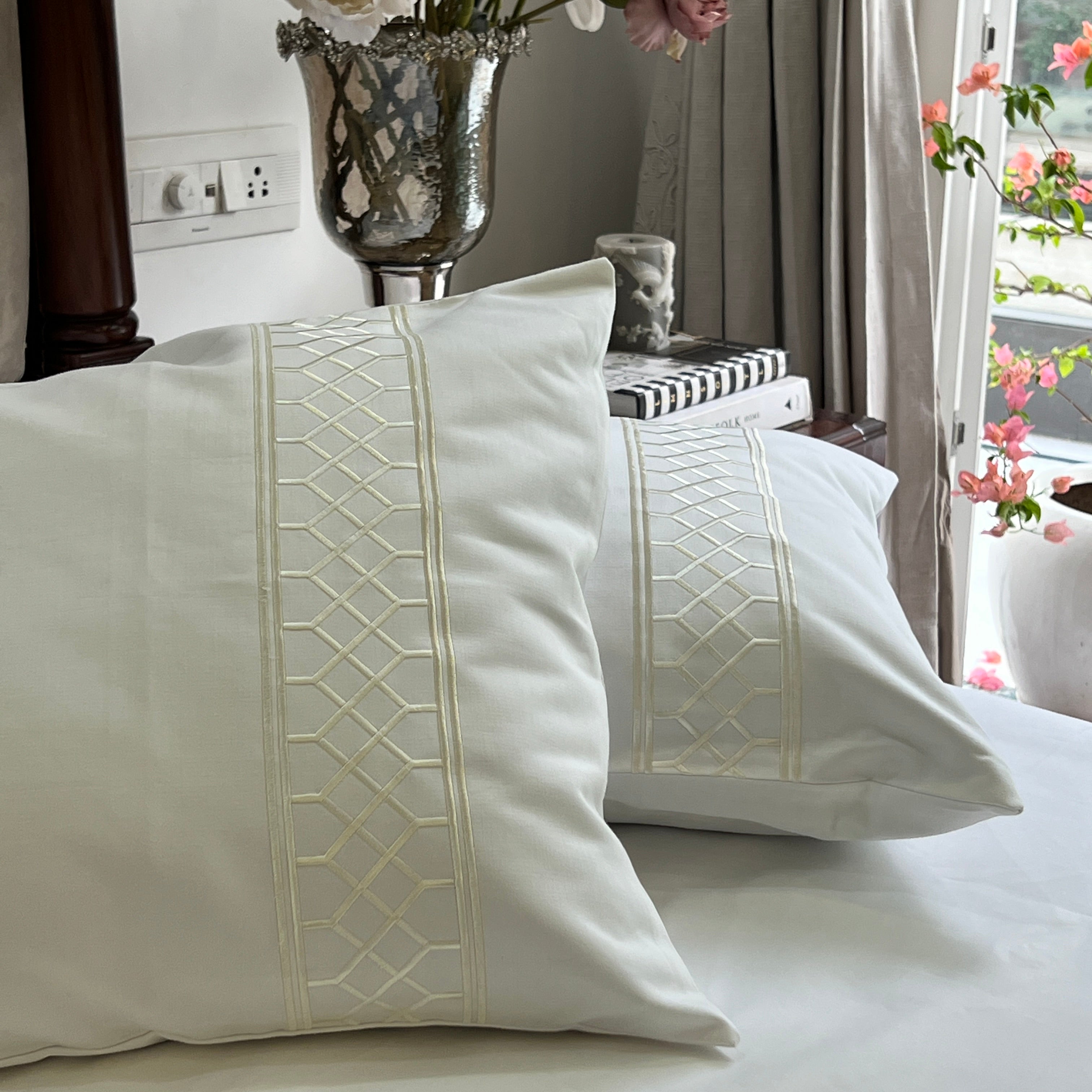 1000TC Zigzag Snow White Egyptian Cotton Bedsheet Set