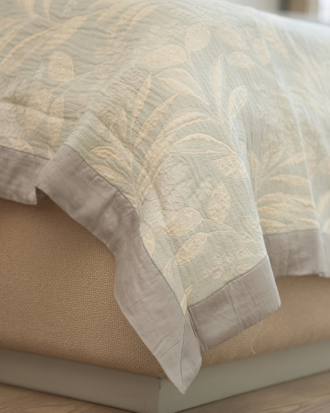 Fleur Blue Cotton Jacquard Bedspread Set