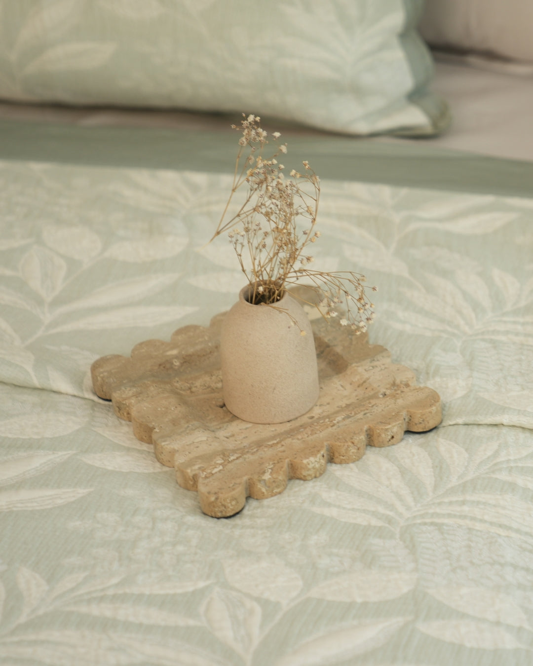 Fleur Sage Green Cotton Jacquard Bedspread Set
