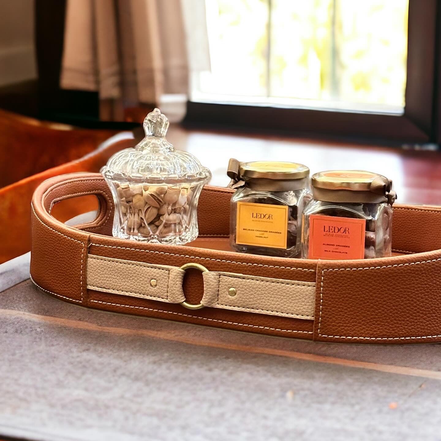Luxora Cognac Leather Tray