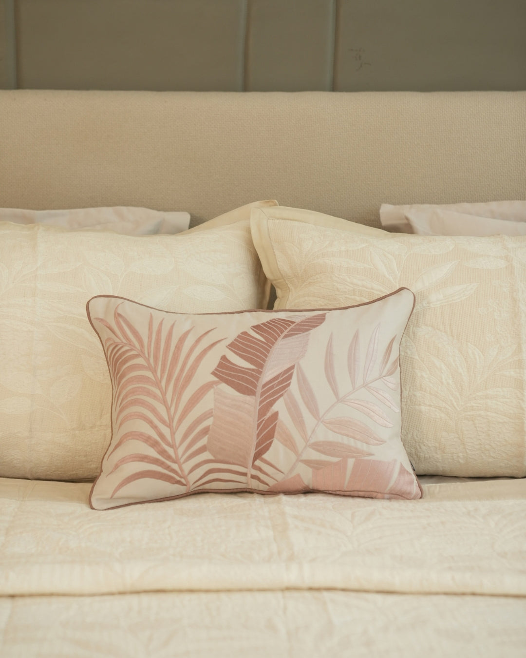 Fleur Ivory Cotton Jacquard Bedding Set (10 PC Set)