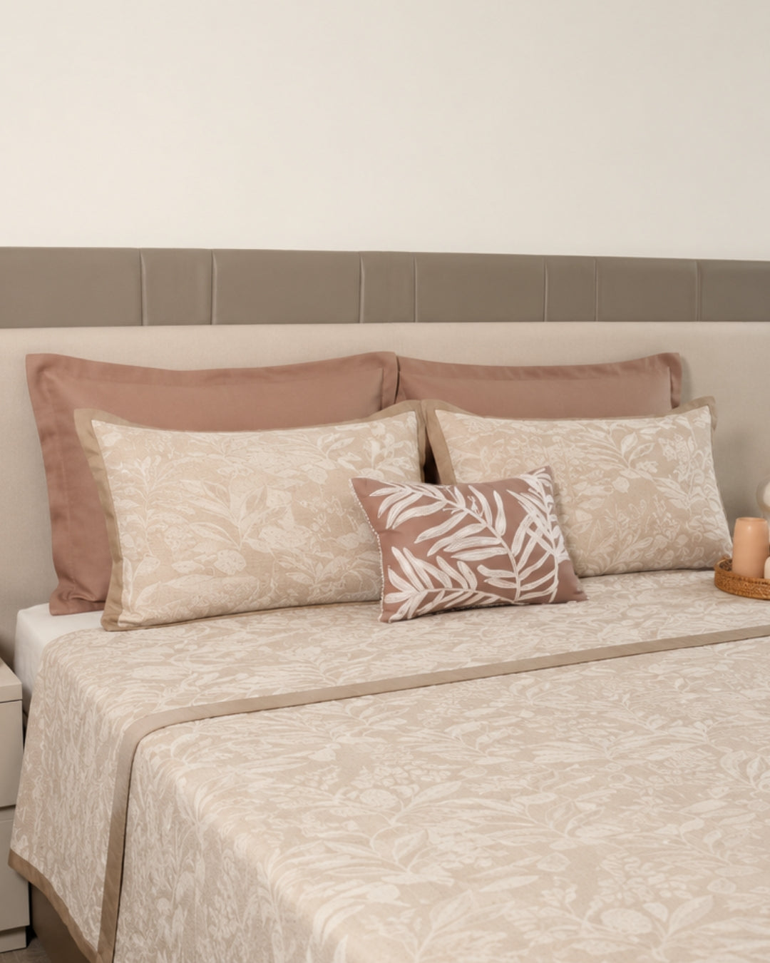 Fleur Sand Cotton Jacquard Bedding Set (10 PC Set)