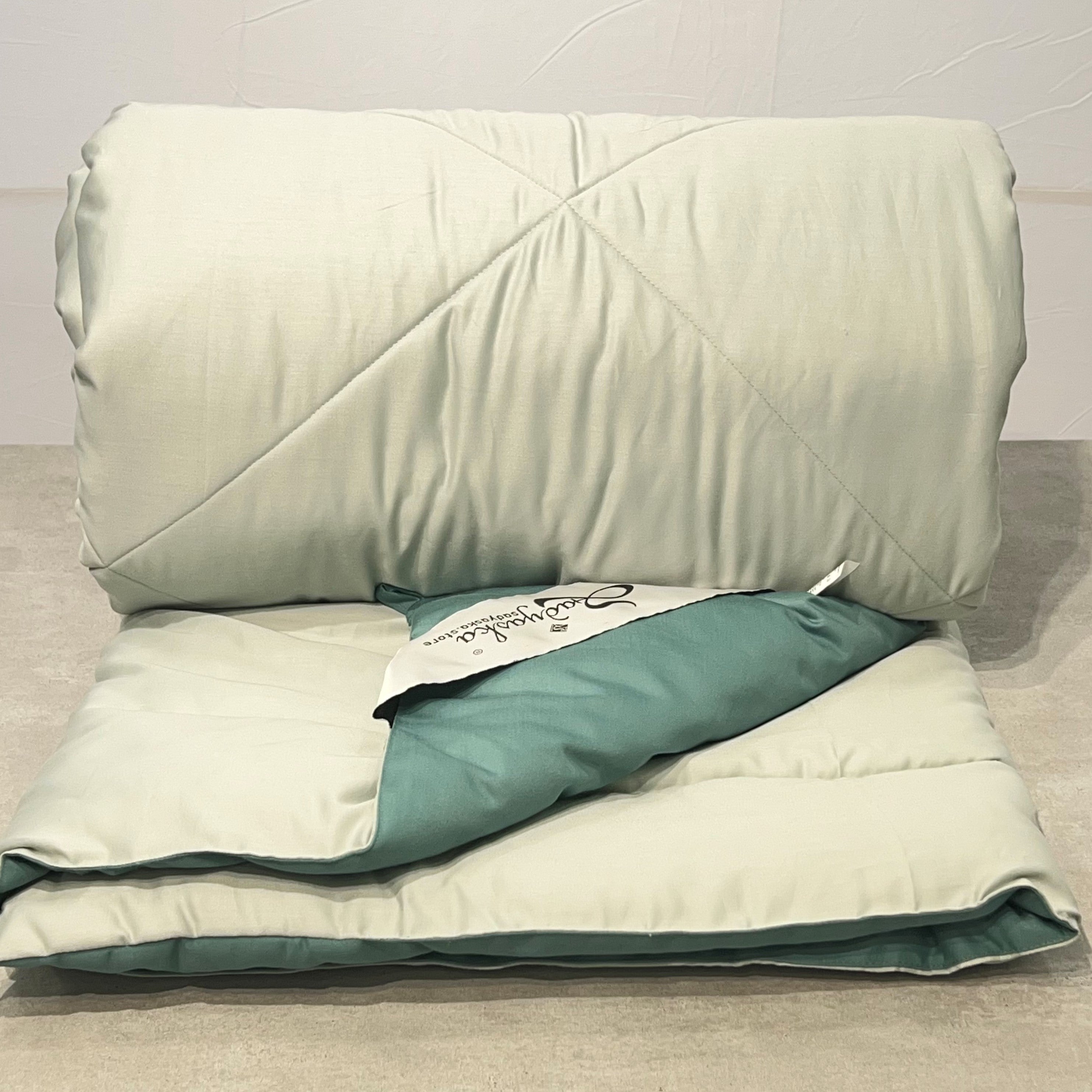 Sage Green and Turquoise 1000TC Cotton Rich Reversible Downfill Quilt