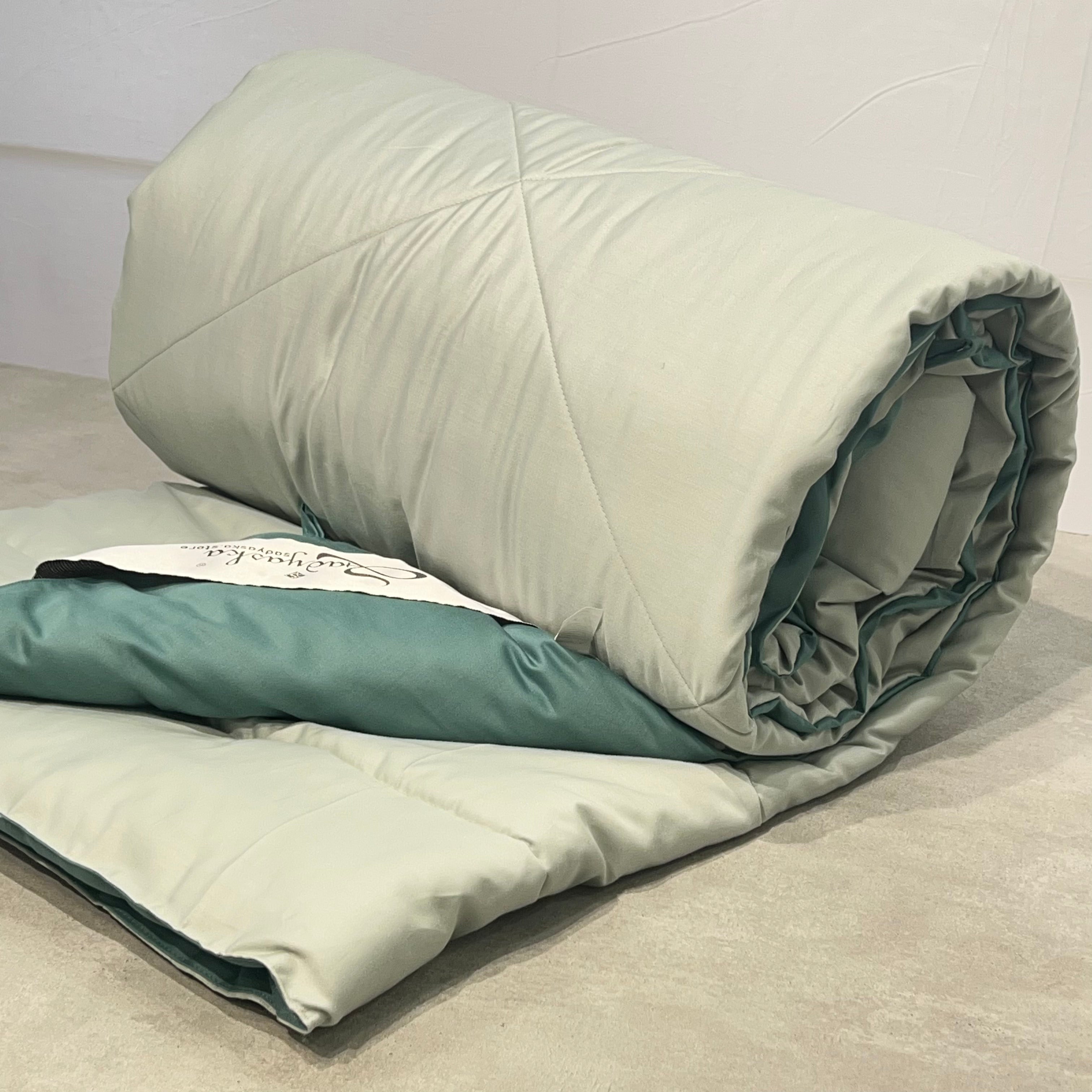 Sage Green and Turquoise 1000TC Cotton Rich Reversible Downfill Quilt