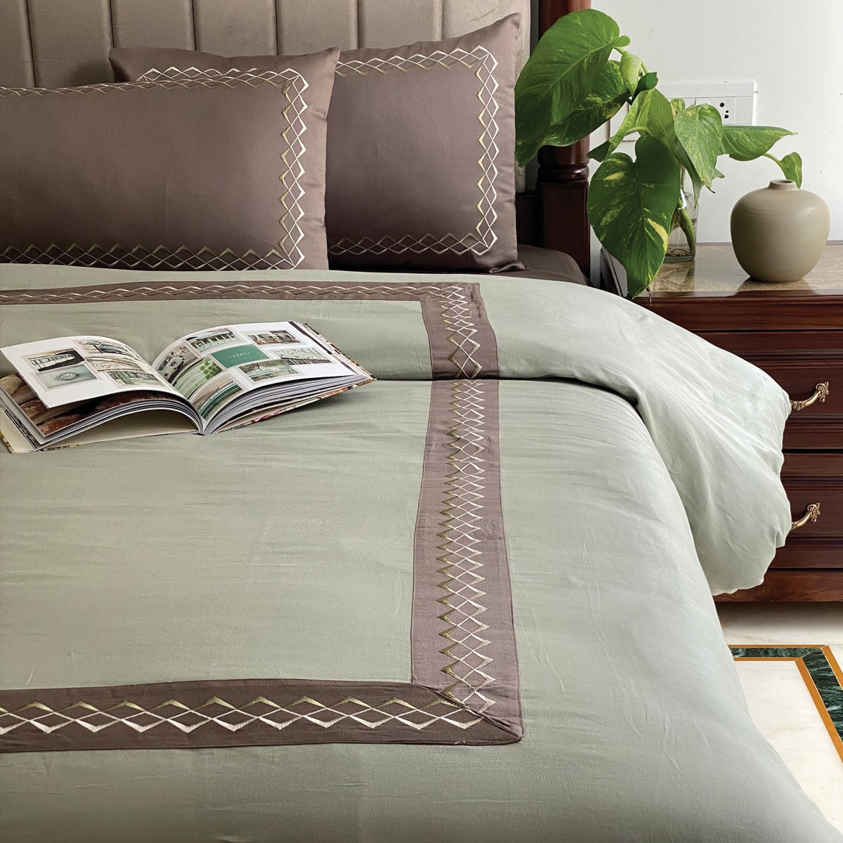 Splash Khaki and Sage Green Dreams Duvet Cover Set