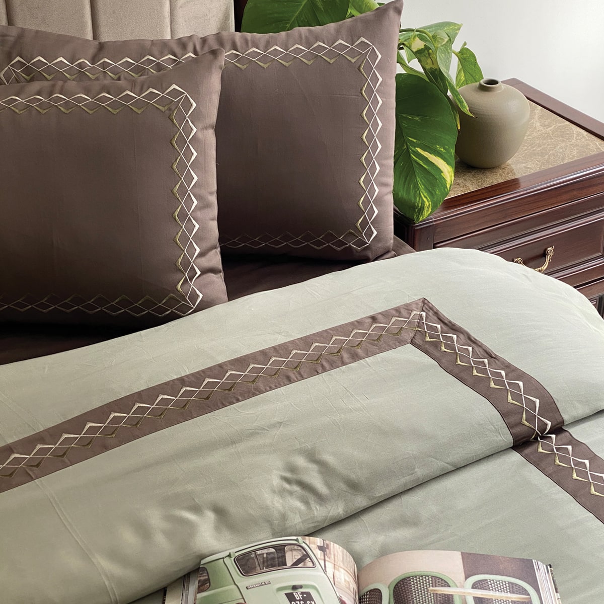 Splash Khaki and Sage Green Dreams Duvet Cover Set