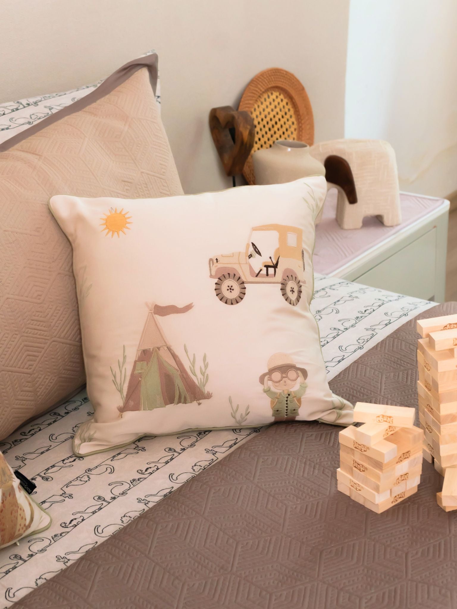 Safari Edition Sand Taupe Kids Cotton Bedding Set (10 PC Set)