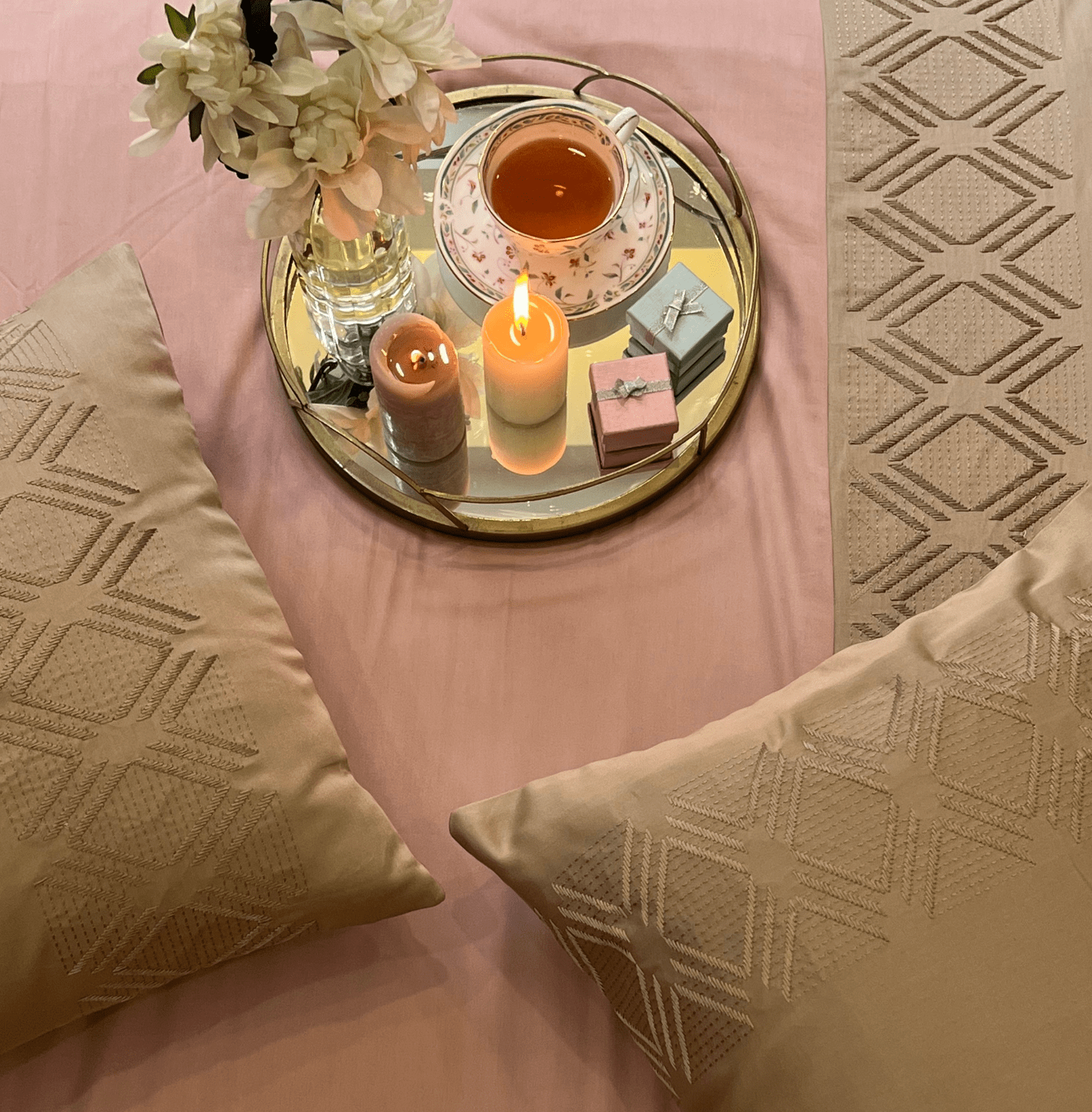 Vintage Sand Rose Dreams Duvet Cover Set