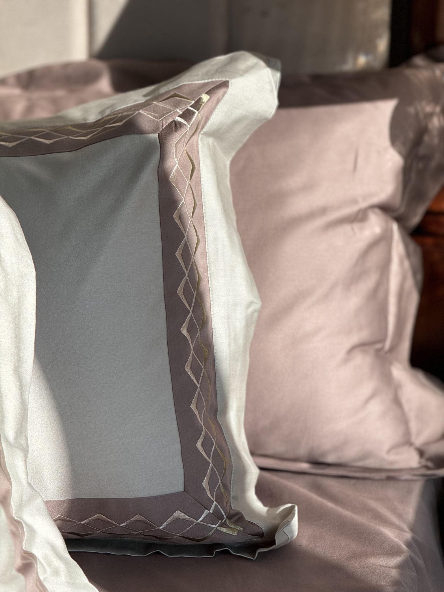 Splash Sage Green Taupe Desire Cotton Bedsheet Set (5 PC Set)