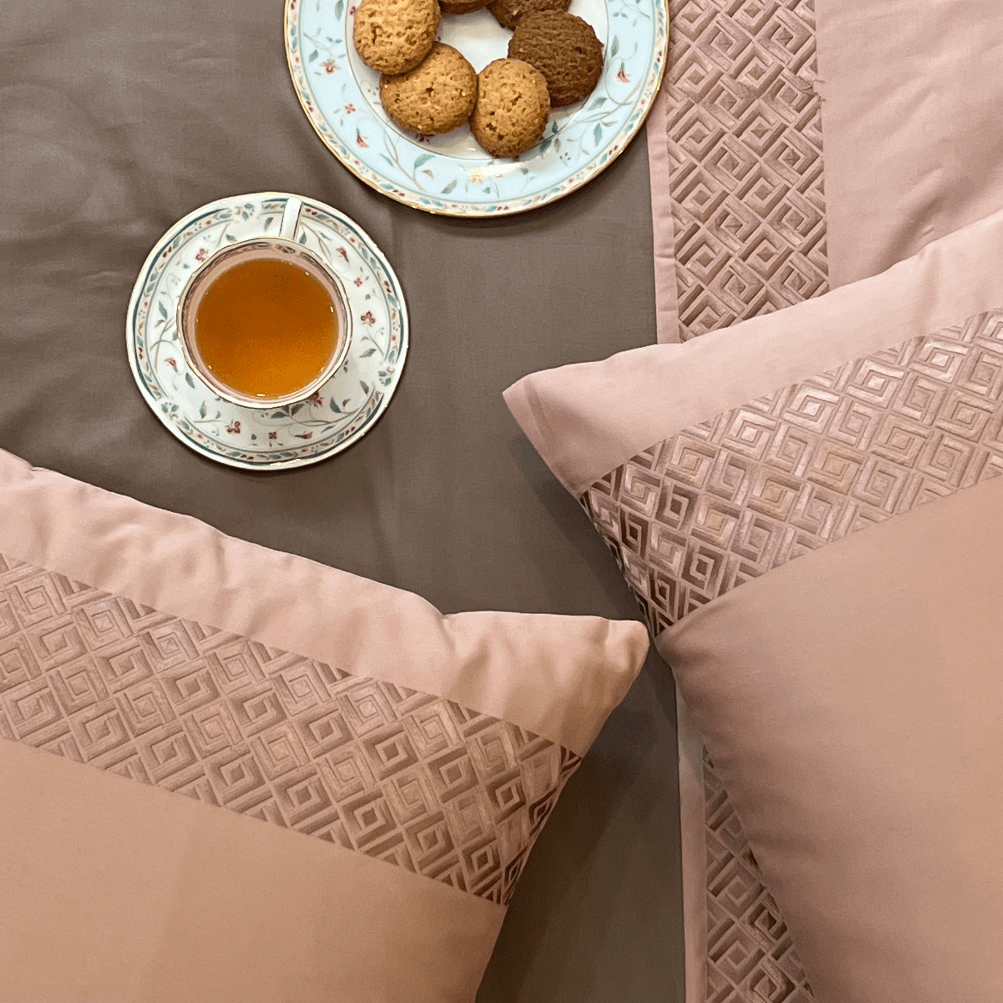 Squarish Rose Taupe Dreams Duvet Cover