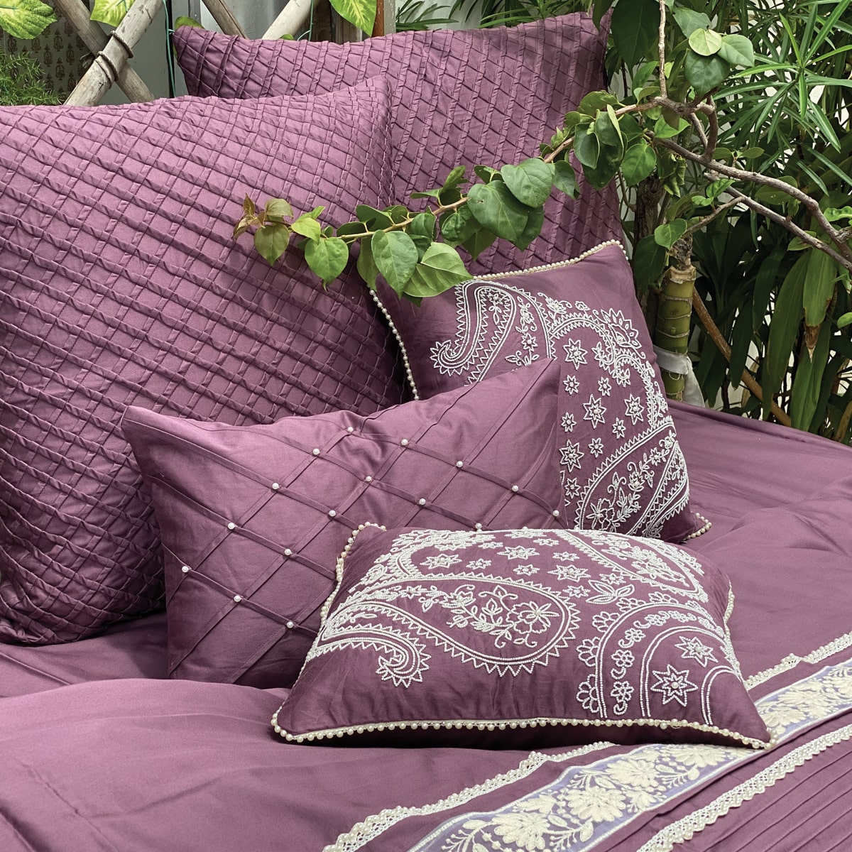 Imperial Pearl Mauve Duvet Cover Trousseau Set (9 PC Set)