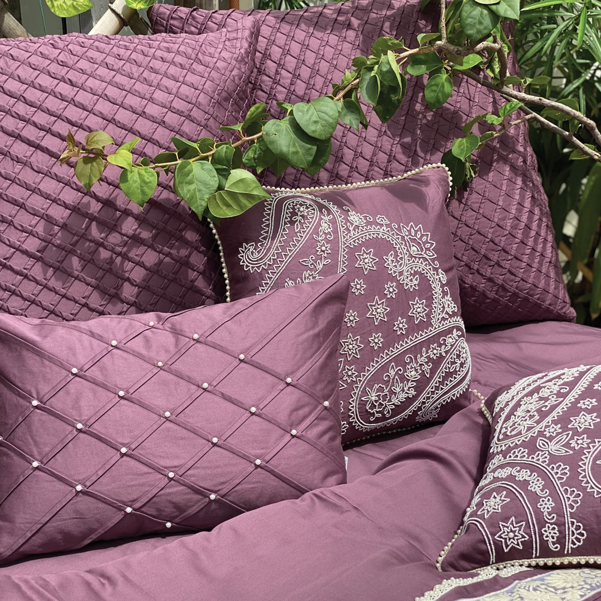 Imperial Pearl Mauve Duvet Cover Trousseau Set (9 PC Set)