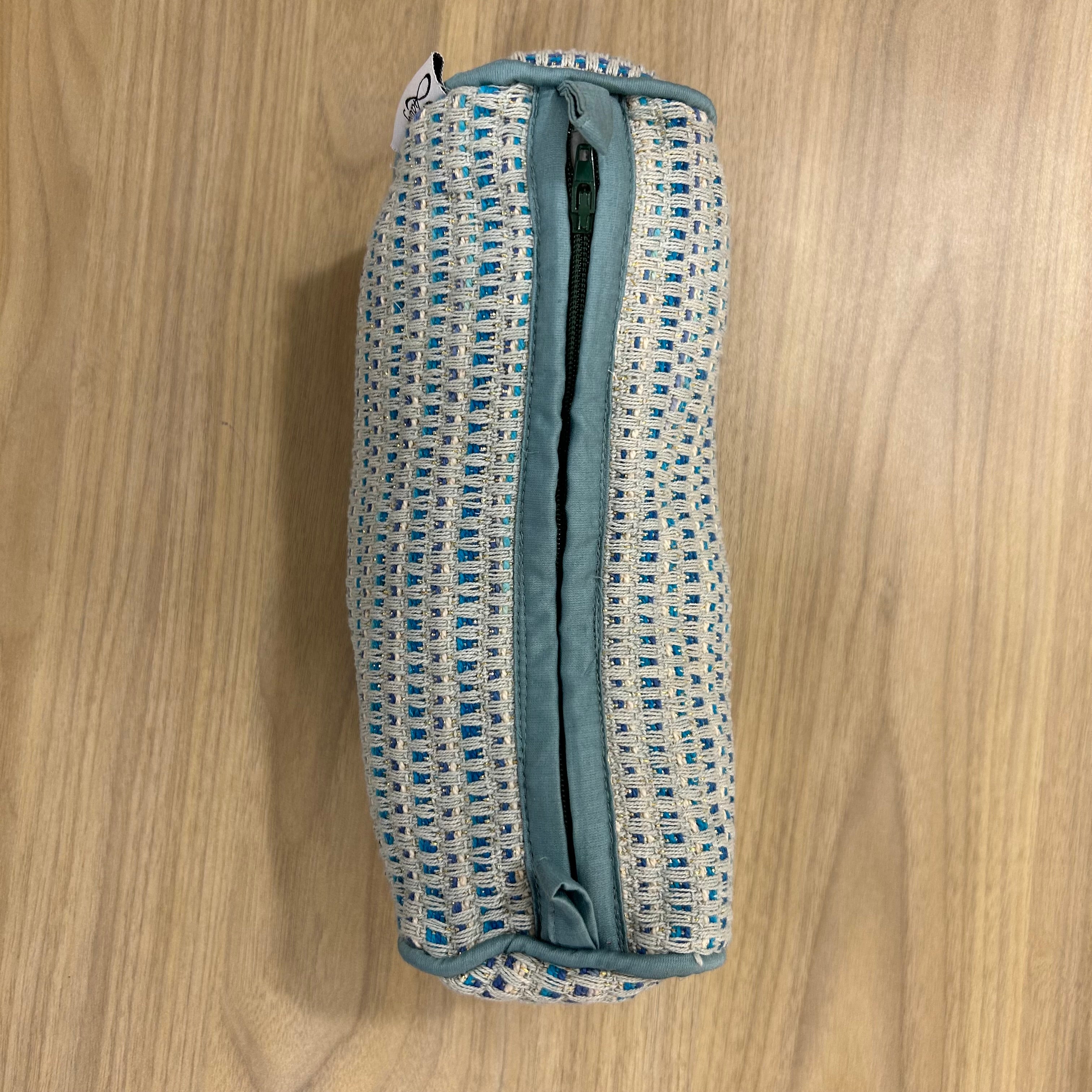 Blue Cotton Medium Size Woven Wedding Jewelry Pouch / Cosmetic / Make Up Case Multifunction Storage