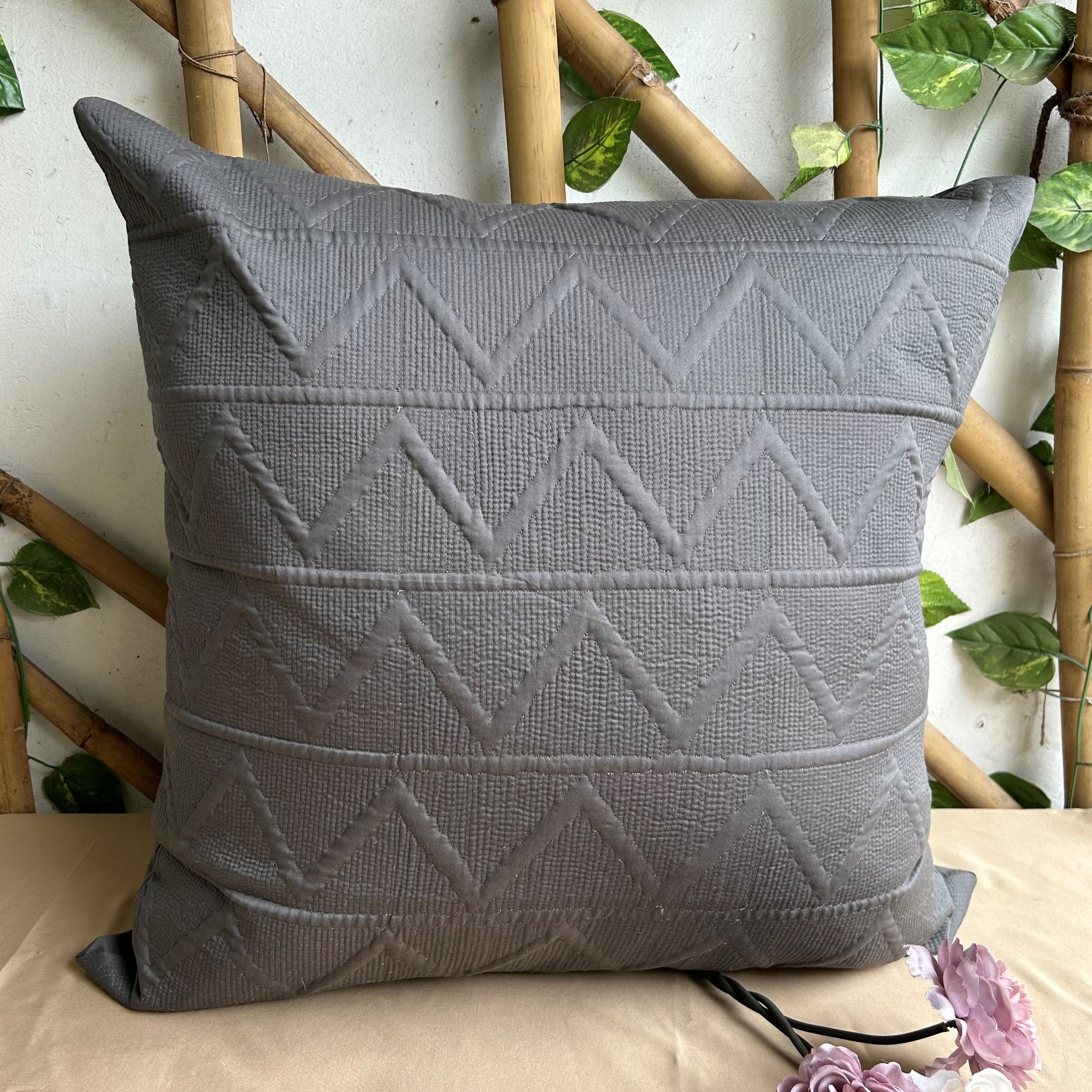 Trigon Dark Grey Quilted Cotton Euro Sham