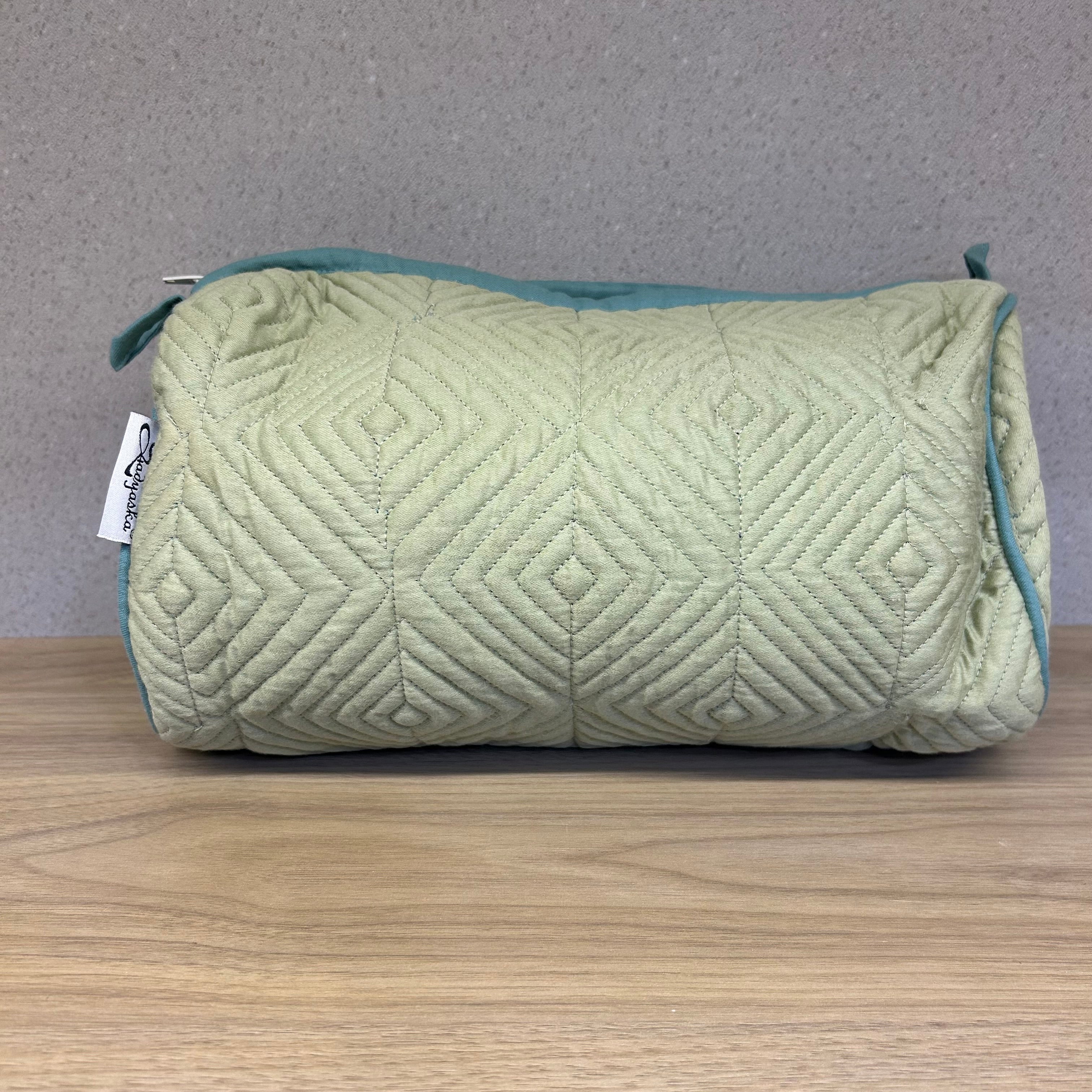 Lime Green Cotton Quilted Wedding Jewelry Pouch / Cosmetic / Make Up Case Multifunction Storage